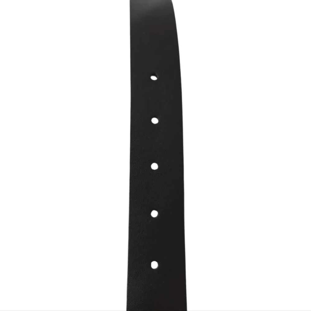 Pierre Cardin Reversible Belt Black Leather Flip Buckle Silver Gunmetal Size 38